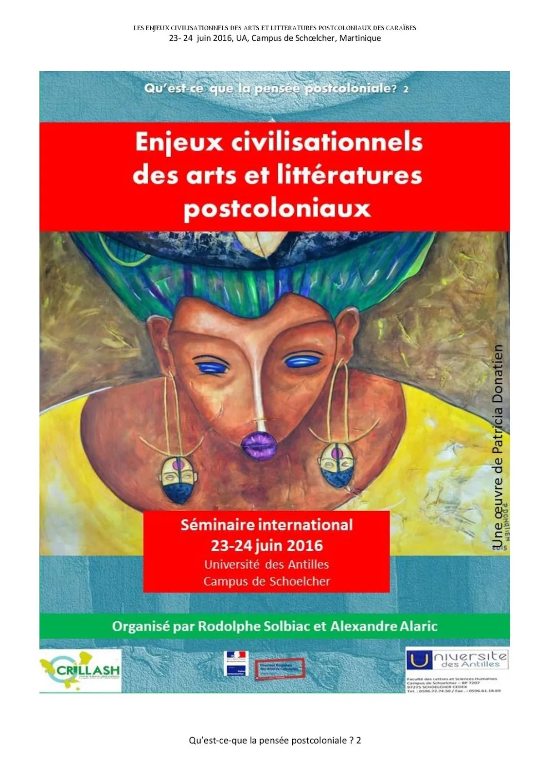 Affiche du séminaire sur la pensée postcoloniale