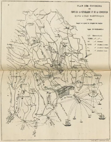 Plan des Environs des Forts de la République et de la Convention dans l'isle Martinique