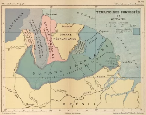 Carte des territoires contestés de Guyane