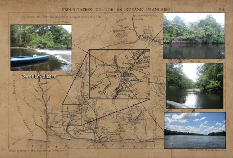  Carte des concessions minières en Guyane française au 19e siècle